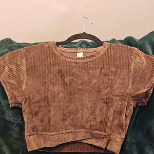 Old Navy Brown Ribbed Crop Tee